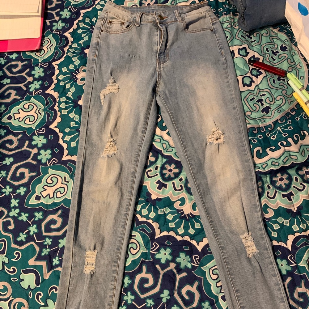 Shein Light wash ripped jeans